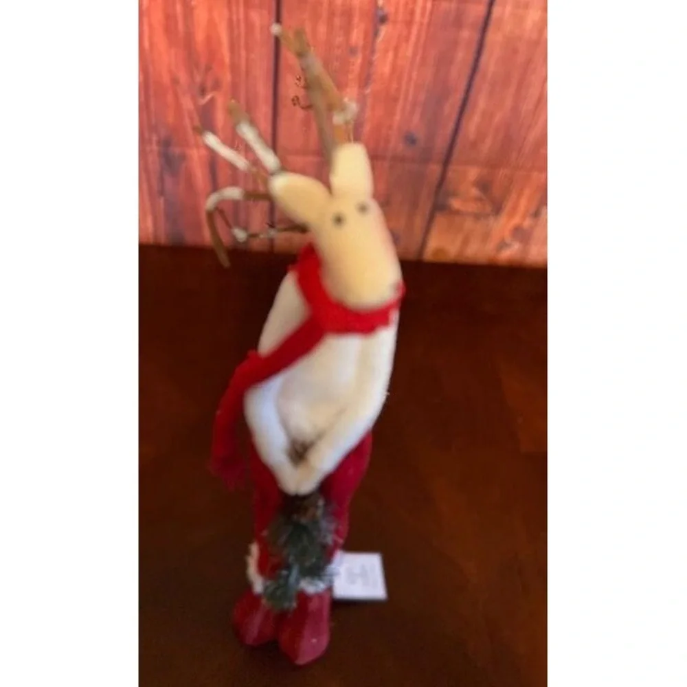 Christmas Whimsical Reindeer Set couple  Figurines  Red Scarf &‎ Pants holiday